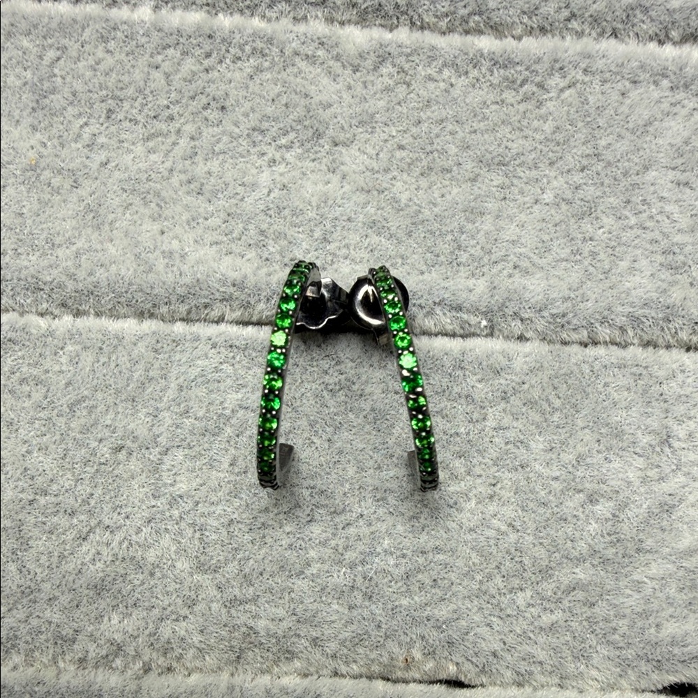 Black 14k Gold Tsavorite Pavé Hoop Earrings - Women Jewelry
